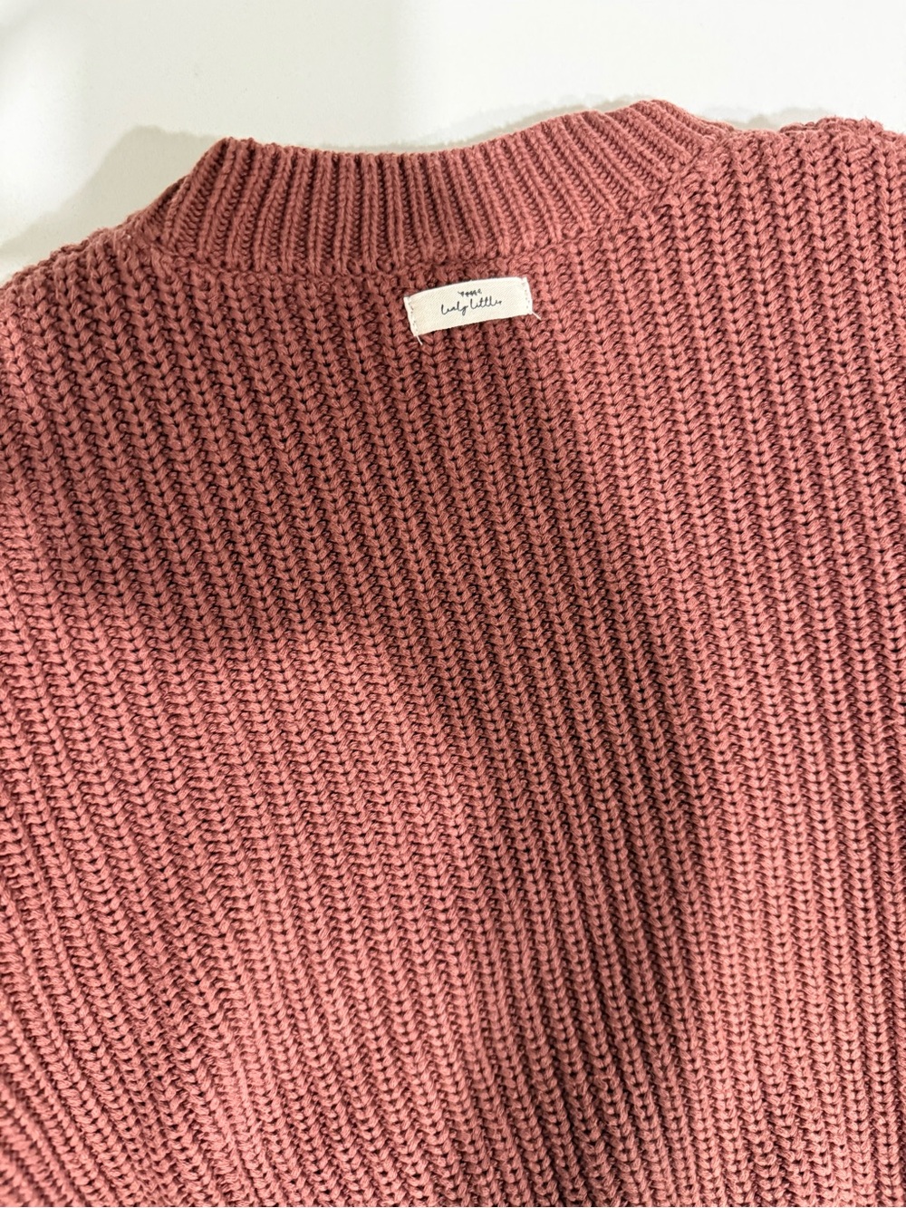 Rust Crewneck Ribbed Girls Sweater - Picture 5 of 5
